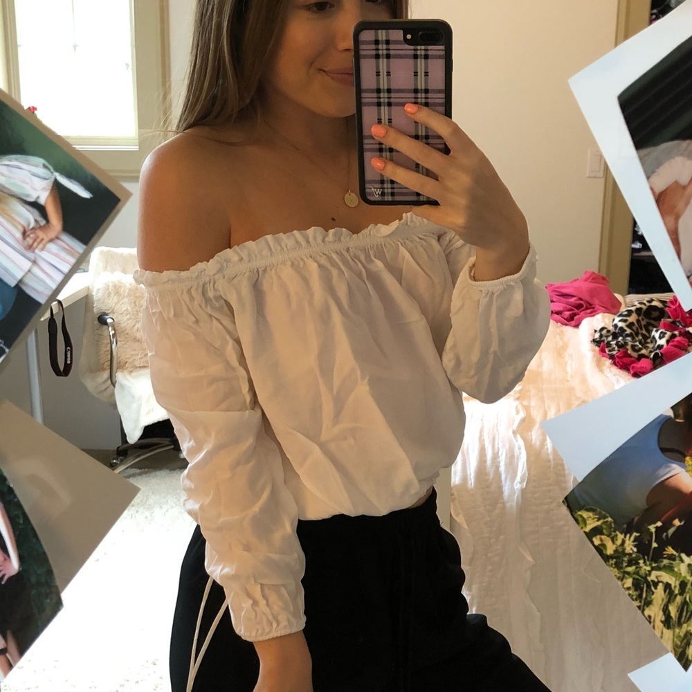 Brandy Melville White Off the Shoulder Top